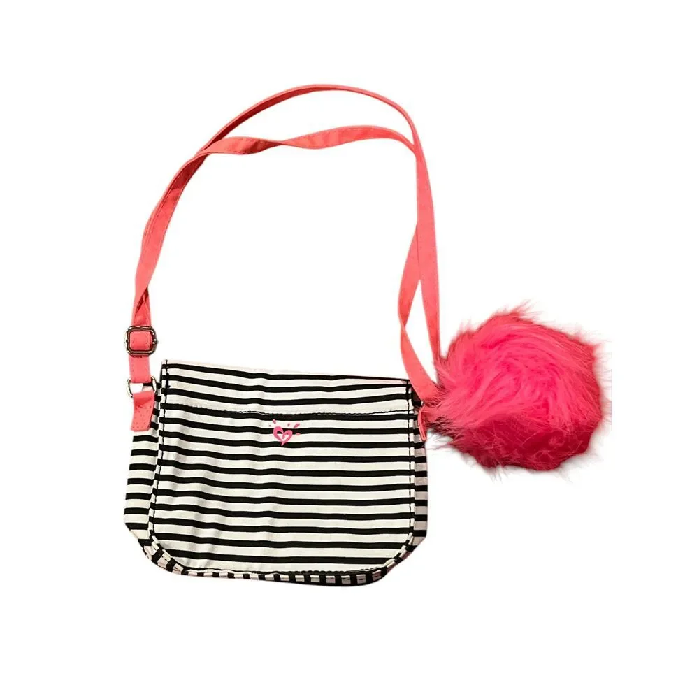 Emojination 2 Emoji Flip Sequins Black White Striped‎ Purse Pink Ball 6